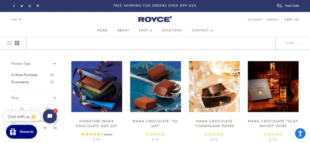 Royce Chocolate Landing Page