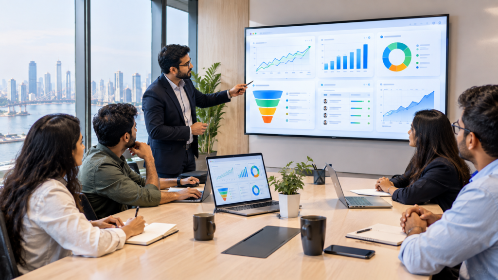 Business owners choosing a digital marketing agency in Mumbai